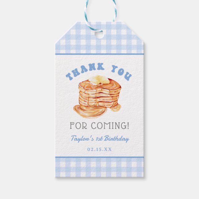 Etiqueta Para Presente Blue Boy Pancake Brevehe Aniversário Obrigado (Frente)