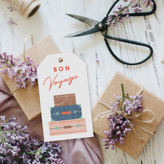 Etiqueta Para Presente Blue Brown Red Bon Voyage Party - Marca de Favor