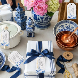 Etiqueta Para Presente Blue Chinoiserie  Bridal Display Shower enclosure