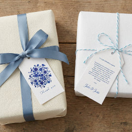 Etiqueta Para Presente Blue Chinoiserie Floral bouquet Wedding Thank You