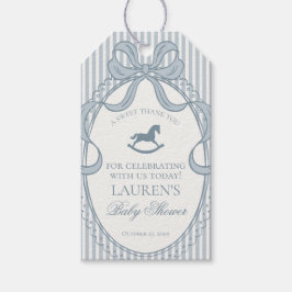 Etiqueta Para Presente Blue Coquette Bow Rocking Horse Baby Shower Favors