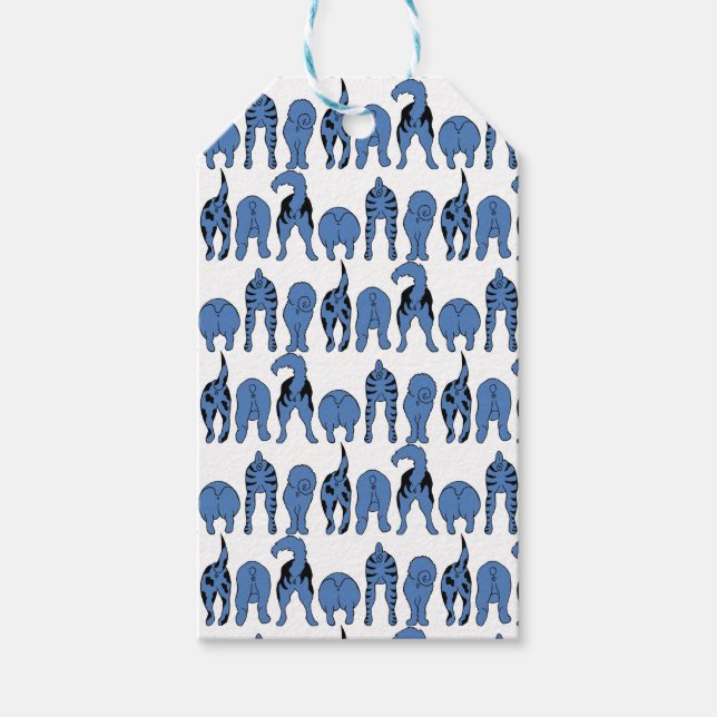 Etiqueta Para Presente Blue Dog Butts Pattern (Frente)