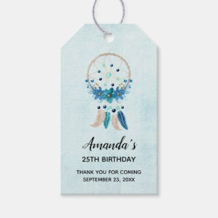 Etiqueta Para Presente Blue Dreamcatcher Na moda Boho Design