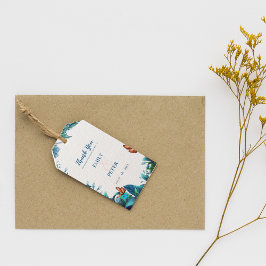 Etiqueta Para Presente Blue Green Botanical Butterfly Wedding Favor