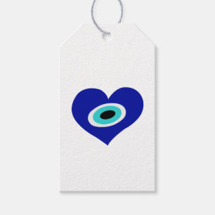 Etiqueta Para Presente Blue Heart Lucky Charm, Símbolo de Boa Sorte de Ol