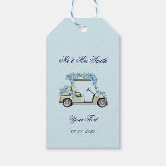 Etiqueta Para Presente Blue Hydrangea Floral Golf Cart Wedding Favor Tags