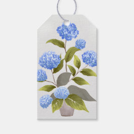 Etiqueta Para Presente Blue Hydrangea Plant Linda Floral Watercolor