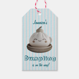 Etiqueta Para Presente Blue Little Dumpling On Way Gift Tag (Etiqueta de