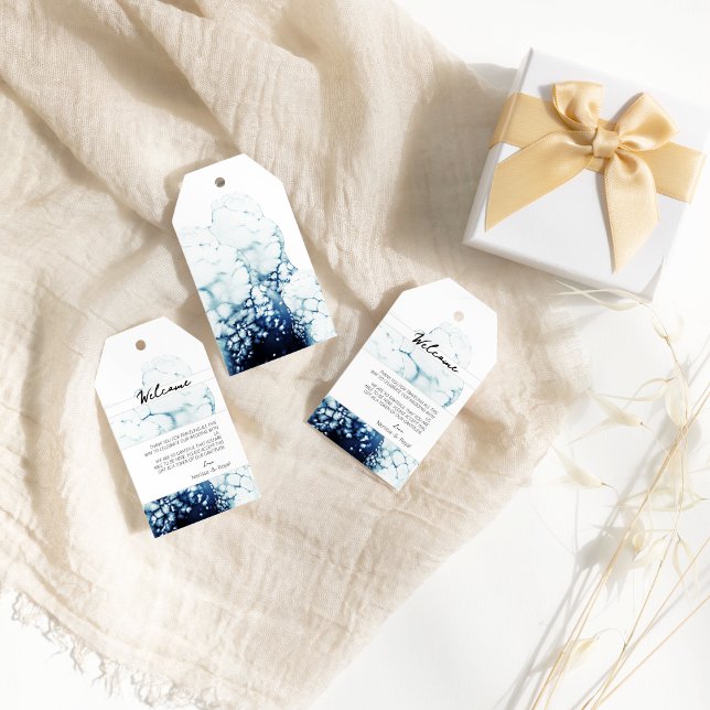 Etiqueta Para Presente Blue Nautical Destination Wedding Welcome (Criador carregado)