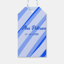 Etiqueta Para Presente Blue pastel add name date boho retro lines pattern