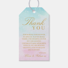 Etiqueta Para Presente Blue Pink Ombre Gender Reveal Baby Shower Thank