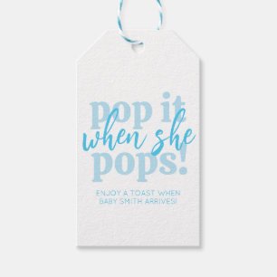Etiqueta Para Presente Blue Pop It When She Pops Baby Shower Favor