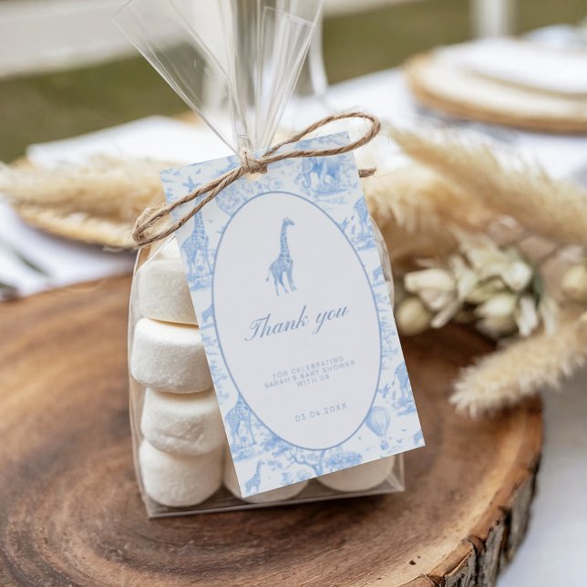 Etiqueta Para Presente Blue Safari Toile de Jouy Baby Shower  (Criador carregado)