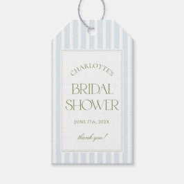 Etiqueta Para Presente Blue & Sage Striped Bridal Shower Favor Tags