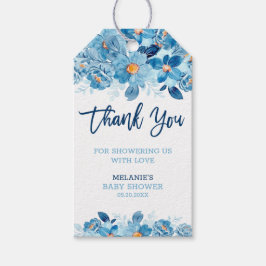Etiqueta Para Presente Blue Watercolor Baby Shower Thank You
