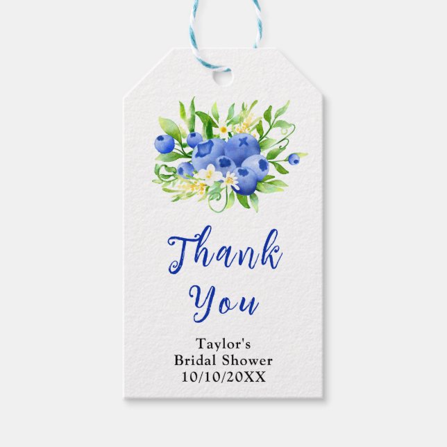 Etiqueta Para Presente Blueberry Floral Bridal Shower Thank You (Frente)