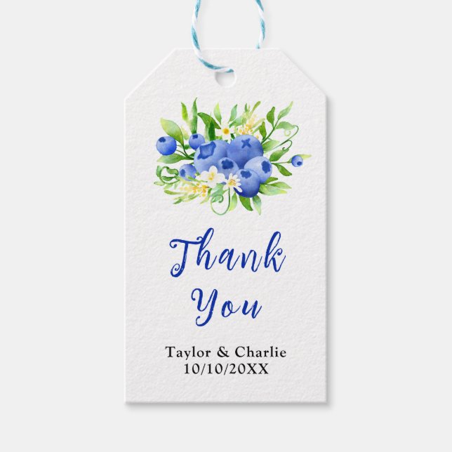Etiqueta Para Presente Blueberry Floral Wedding Thank You (Frente)
