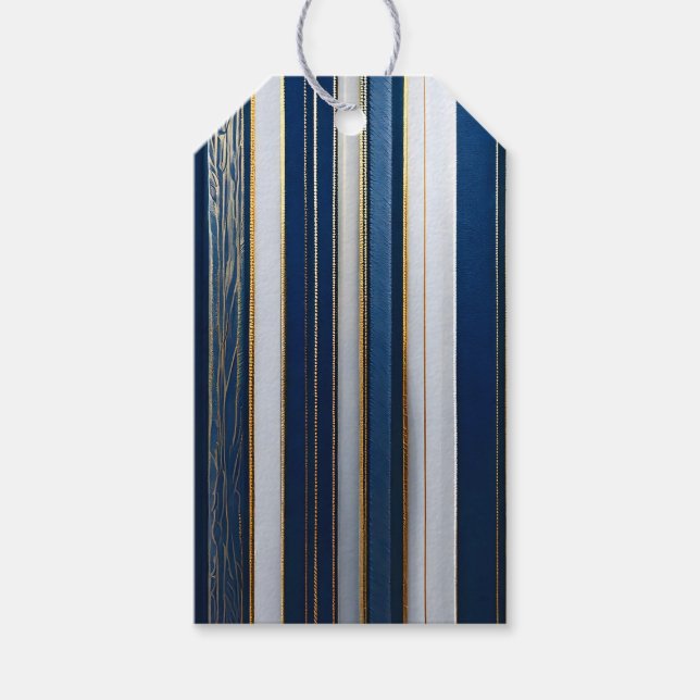 Etiqueta Para Presente Blues de Natal Gama Azul Branco Dourado (Frente)