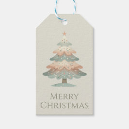 Etiqueta Para Presente Blush and Cream Layered Watercolor Christmas Tree
