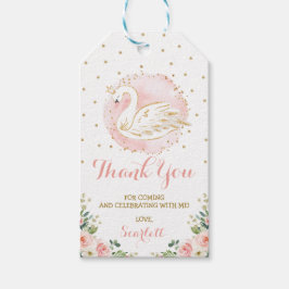 Etiqueta Para Presente Blush Dourado Floral Swan Princesa Aniversário Fav