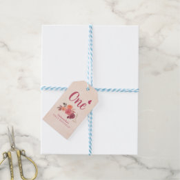 Etiqueta Para Presente Blush Pink Floral Watercolor One First Birthday 
