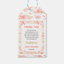 Etiqueta Para Presente Blush Pink & Gold Floral Girl Baby Shower