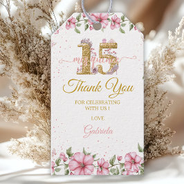 Etiqueta Para Presente Blush Pink Golden Mis Quince Quinceañera 