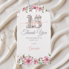 Etiqueta Para Presente Blush Pink Silver Mis Quince Quinceañera 
