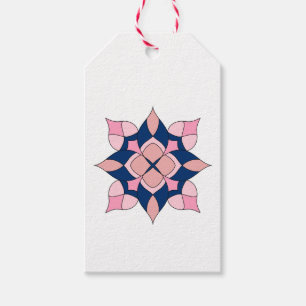 Etiqueta Para Presente Blush Rosa e Azulejos Florais Geométricos Navy