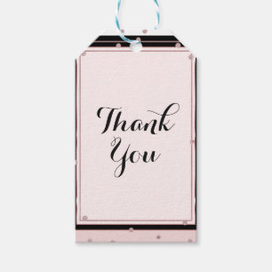 Etiqueta Para Presente Blush Rosa Preto Branco & Dourado Rosa Chá de Bebê