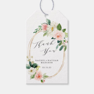Etiqueta Para Presente Blush White Bloom Dourado Casamento de Quadros Obr