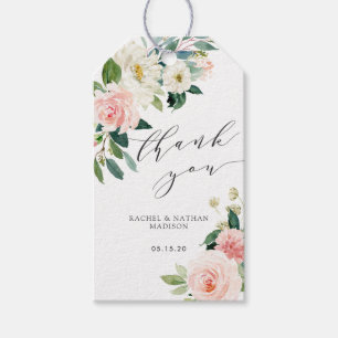 Etiqueta Para Presente Blush White Bloom Floral Casamento Obrigado