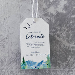 Etiqueta Para Presente Boa vinda do casamento do destino de Colorado