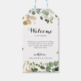Etiqueta Para Presente Boas-vindas ao Casamento da Folhagem Verde Dourada