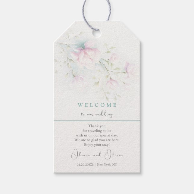 Etiqueta Para Presente Boas-vindas ao casamento da Magnolia Rosa (Frente)