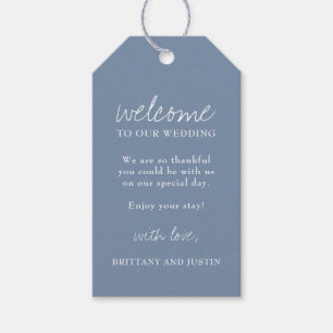 Etiqueta Para Presente Boas-vindas ao Casamento de Script Azul Elegante D