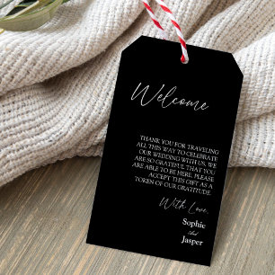 Etiqueta Para Presente Boas-vindas ao casamento do Destino Negro Clássico