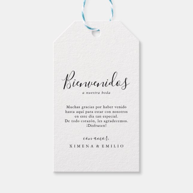 Etiqueta Para Presente Boas-vindas ao Casamento Espanhol Simples Minimali (Frente)