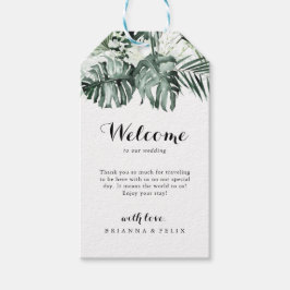 Etiqueta Para Presente Boas-vindas ao Casamento Floral Branco Verde Tropi