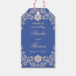 Etiqueta Para Presente Boas-vindas ao Casamento Floral Mexicano Azul