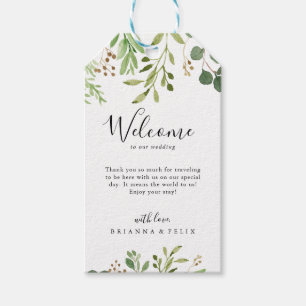 Etiqueta Para Presente Boas-vindas ao Casamento Floral Simples de Eucalip