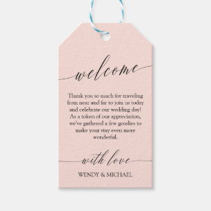 Etiqueta Para Presente Boas-vindas ao Casamento Mínimo Delicado do Blush