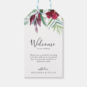 Etiqueta Para Presente Boas-vindas ao Casamento Tropical de Caligrafia