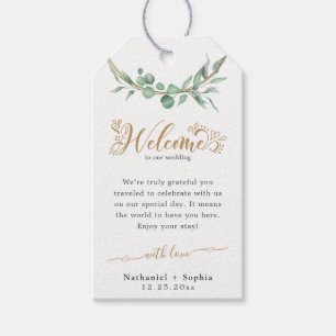 Etiqueta Para Presente Boas-vindas ao Casamento Verde Dourado