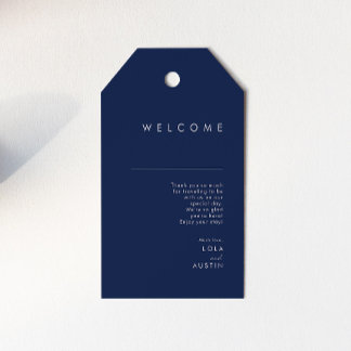 Etiqueta Para Presente Boas-vindas ao Marinho Minimalista Blue Silver