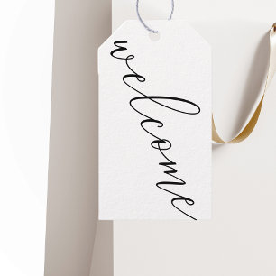 Etiqueta Para Presente Boas-vindas de casamento moderno em preto e branco