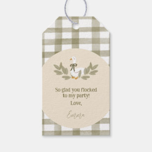 Etiqueta Para Presente Bobo Gingham Verde Goose Aniversário Favorece Etiq