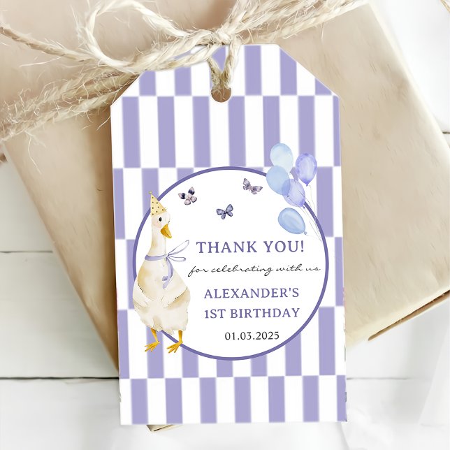 Etiqueta Para Presente Bobo Goose primeiro aniversario (Criador carregado)