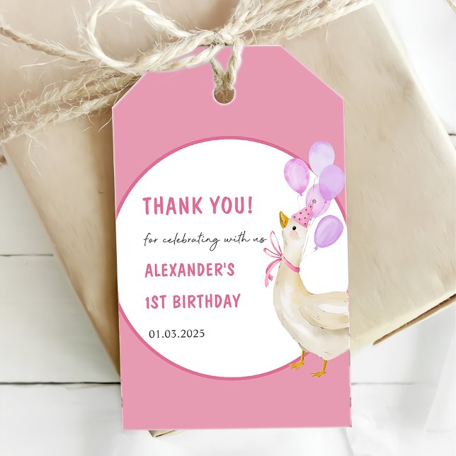 Etiqueta Para Presente Bobo Goose primeiro aniversario (Criador carregado)