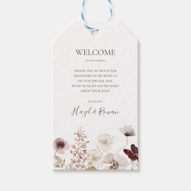 Etiqueta Para Presente Boeing Burgundy Wildflower Welcome (Frente)